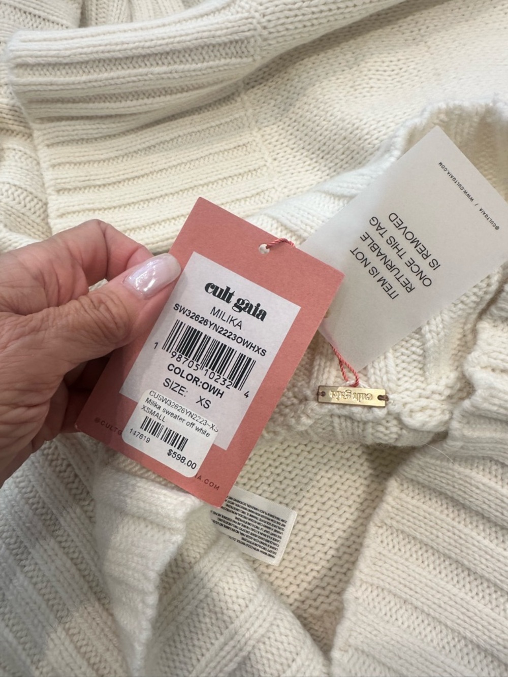 Cult Gaia Milika Open-Back Sweater in Cream - Picture 4 of 5